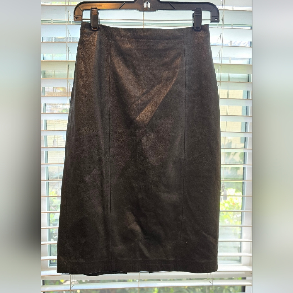 Banana Republic - Women's Black Genuine Lamb Skin Leather Pencil Skirt